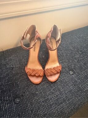 Jeffrey Campbell Braided Front Ankle-Strap Heels in Cognac Brown